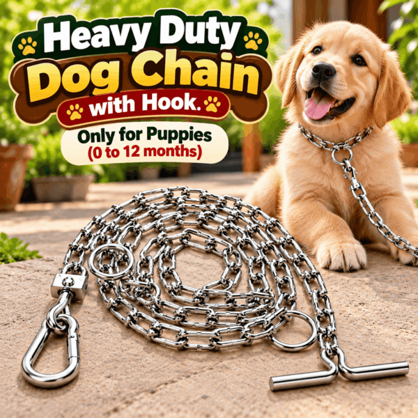 Dog Chain 60 Inch (5 Feet) Heavy Duty Metal Dog Chain with Strong Hook and D-Ring for Small, Medium and Large Dogs